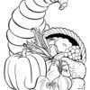 Thanksgiving day cornucopia coloring page