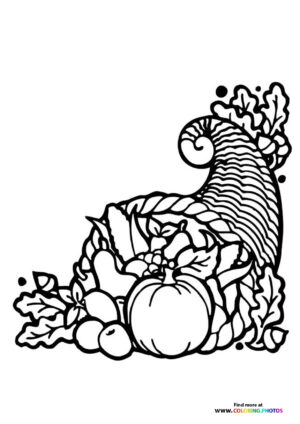 Thanksgiving cornucopia coloring page