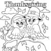 Thanksgiving pilgrim birds coloring page