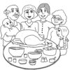 Thanksgiving family dinner coloring page