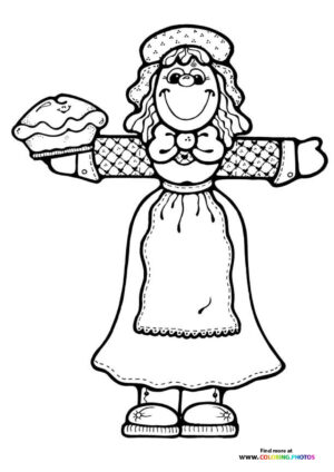 Thanksgiving pilgrim girl coloring page