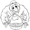 Thanksgiving turkey eating a pie coloring page