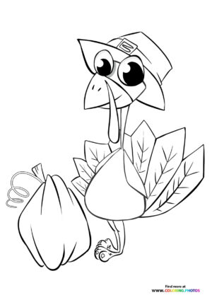 Thanksgiving turkey with a bag coloring page