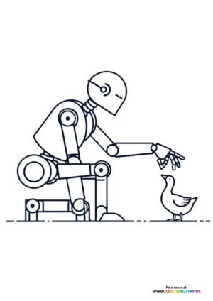 The Wild Robot peting a duck