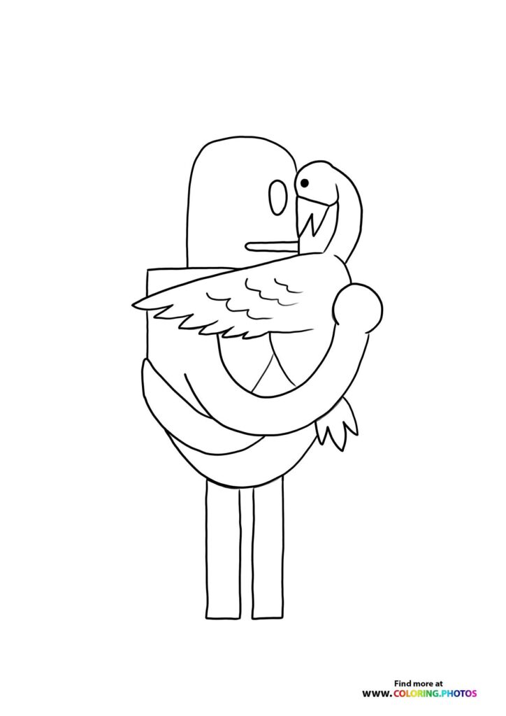 Roz the robot holding a gosling in her arms coloring page from The Wild Robot