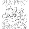 Timon saving exhausted Simba coloring page