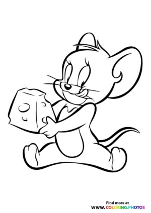 Tom and Jerry with cheese coloring page