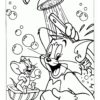 Tom and Jerry showering coloring page