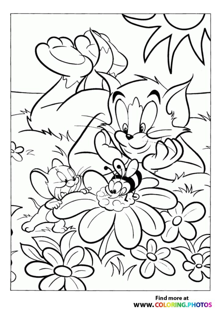 Tom and Jerry picnic - Coloring Pages for kids