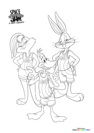 Bugs, Duffy and Lola posing coloring page