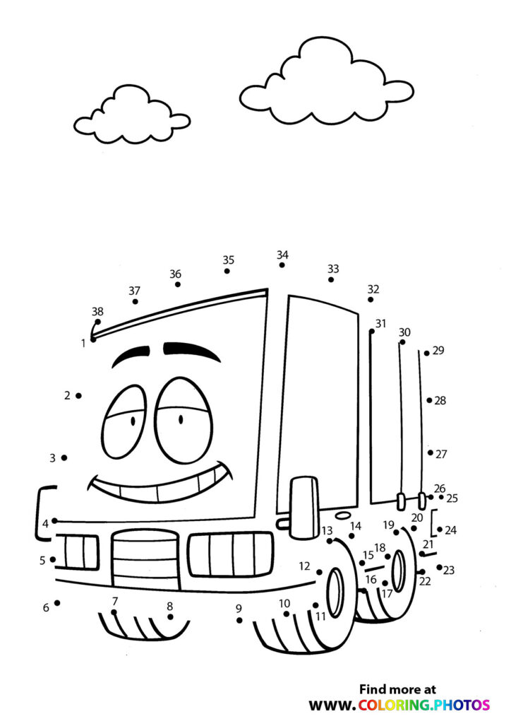 Truck dot the dots - Coloring Pages for kids