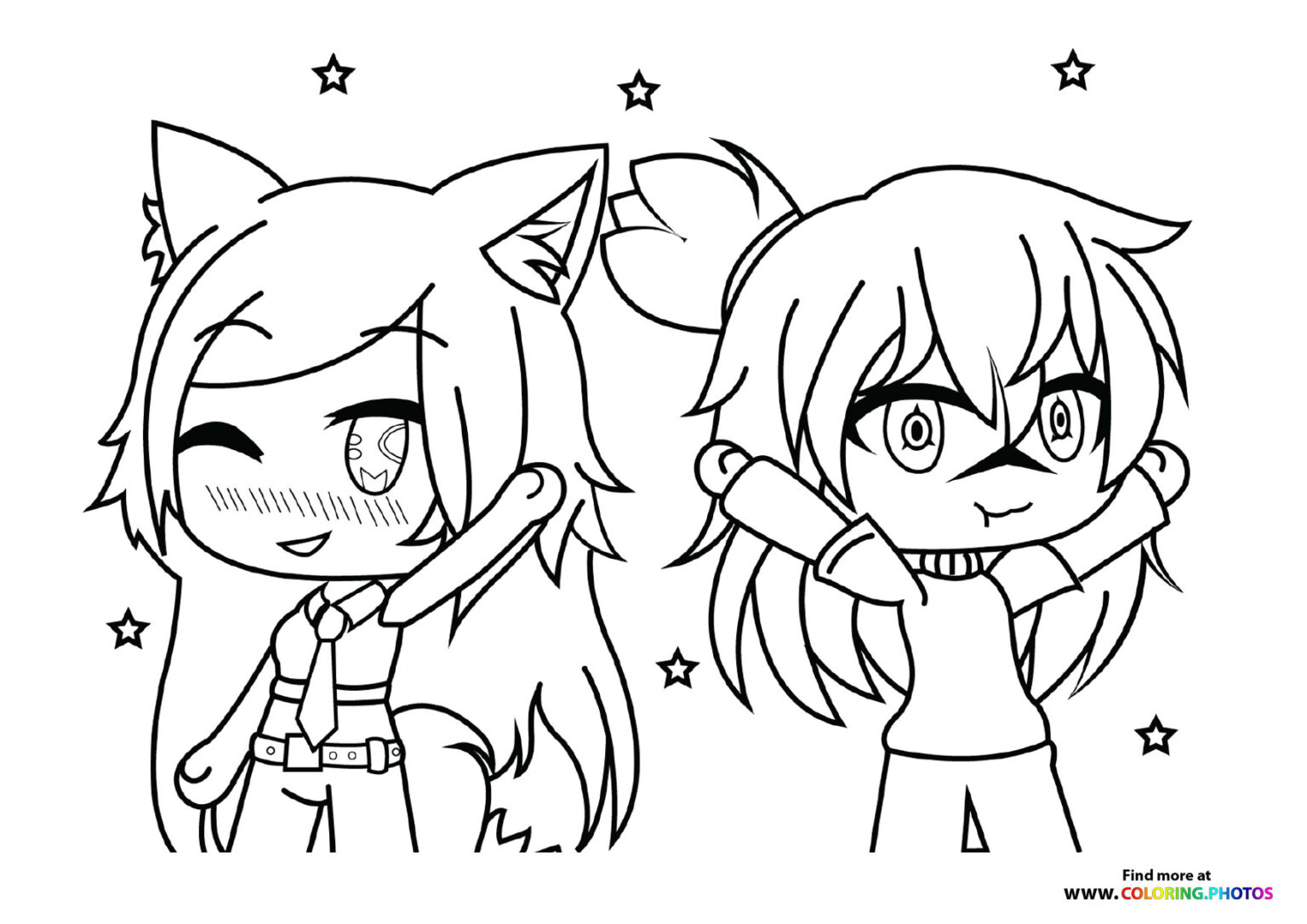 Two girls from Gacha Life Coloring Pages for kids