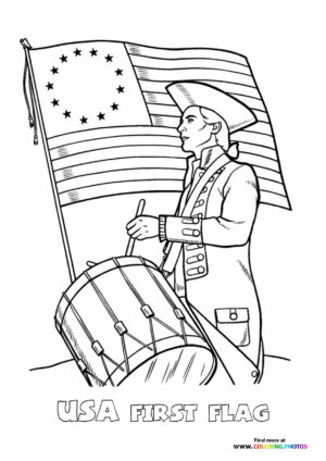 USA first flag coloring page