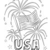 USA flag fireworks for new year coloring page