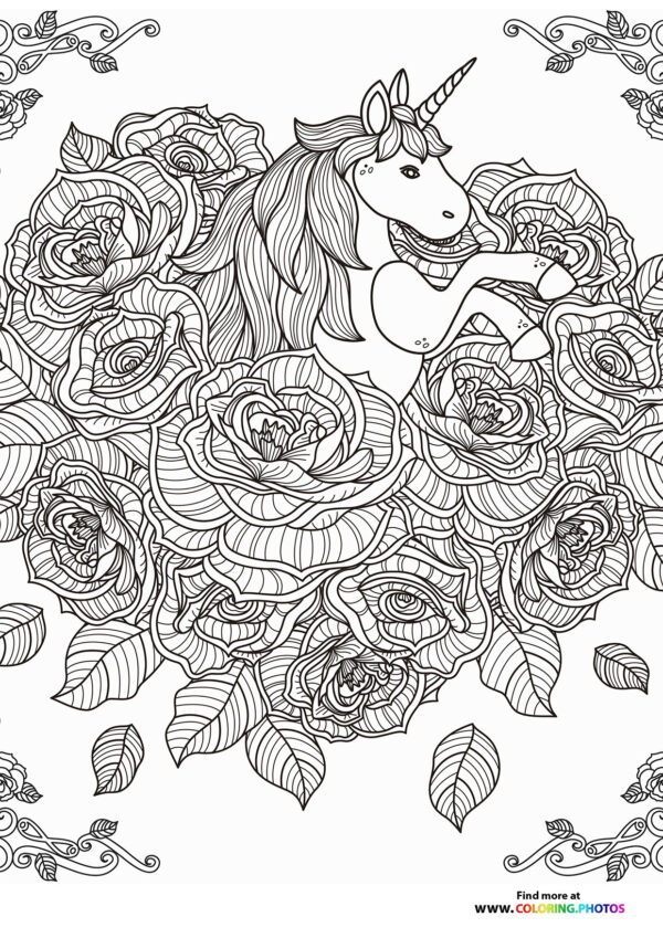Unicorn coloring page for adults