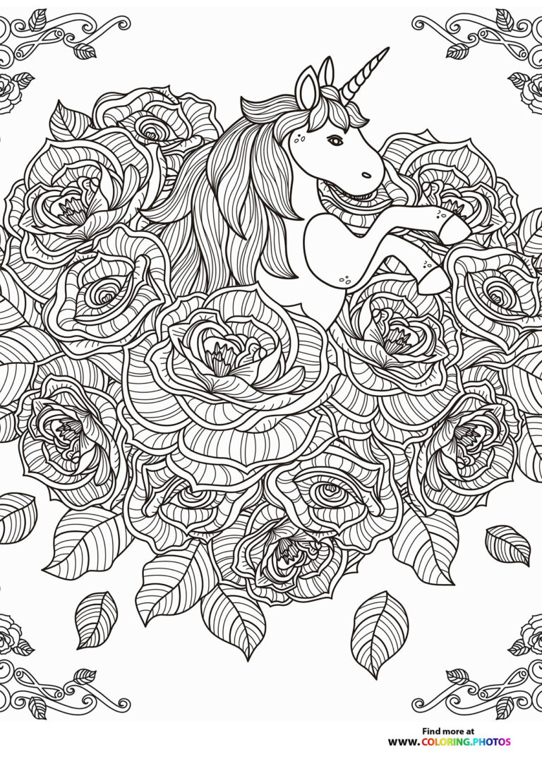 Unicorn coloring page for adults - Coloring Pages for kids