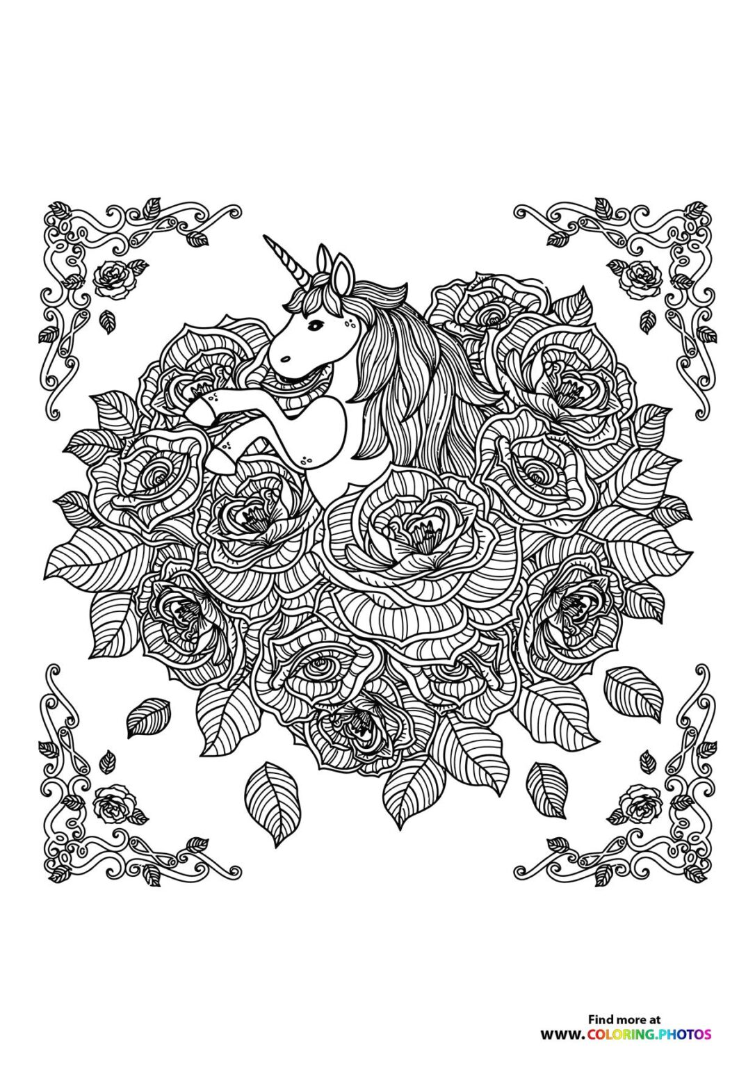 Free Unicorns Adult coloring pages - Print or download