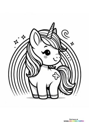 Unicorn in front of the rainbow