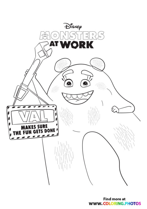 Val with a wrench - Monsters at work coloring page