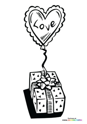 Valentines love present coloring page