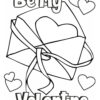 Be my Valentine hearth card coloring page