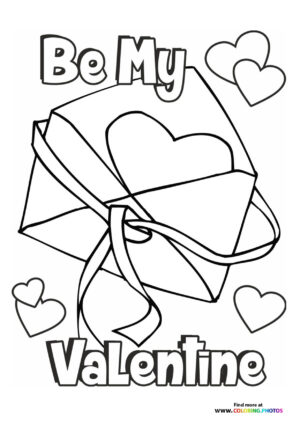 Be my Valentine hearth card coloring page