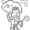 Valentines Dora the explorer coloring page