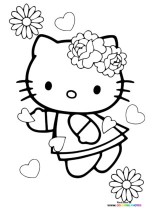 Valentines Hello Kitty coloring page