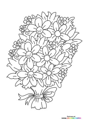 Valentines bouquet coloring page