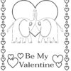 Elephant Valentines card coloring page