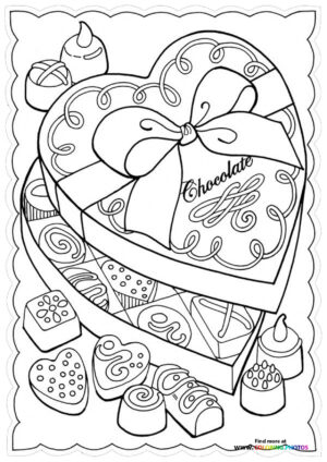 Valentines day chocolade coloring page