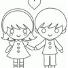 Valentines couple coloring page