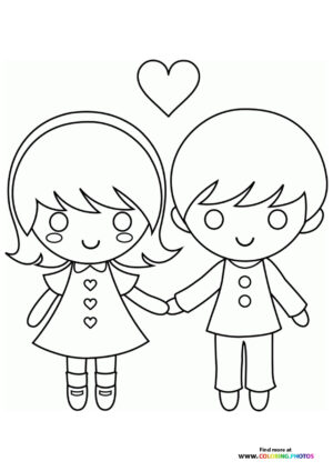 Valentines couple coloring page