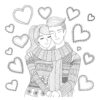 Valentines couple hugging coloring page