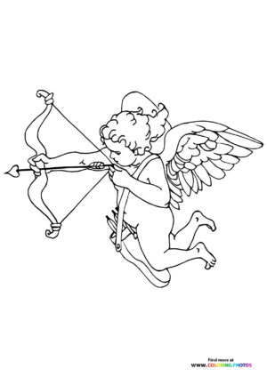 Valentines Cupid with a bow coloring page