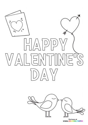 Valentines day doodle coloring page