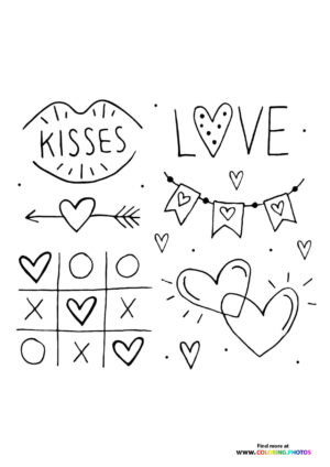 Valentines stuff doodle coloring page
