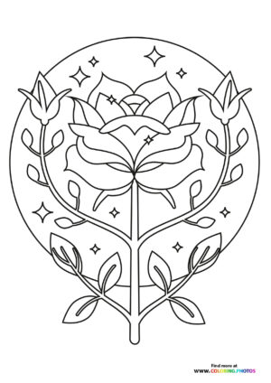 Valentines flower coloring page