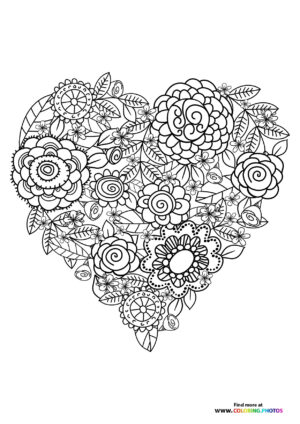 Valentines roses mandala coloring page
