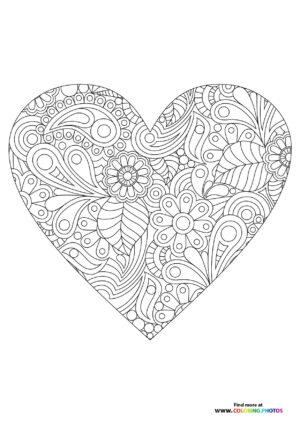 Valentines nature hearth mandala coloring page