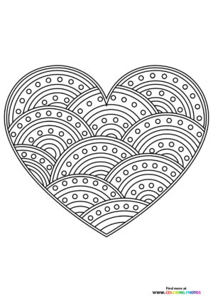 Valentines rainbow hearth mandala coloring page