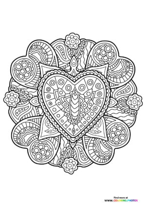 Valentines mandala coloring page