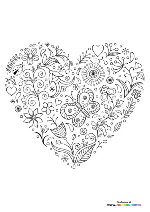 Valentines theme mandala coloring page