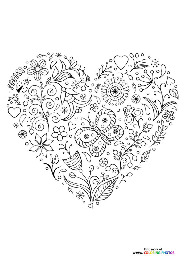 Valentines theme mandala - Coloring Pages for kids