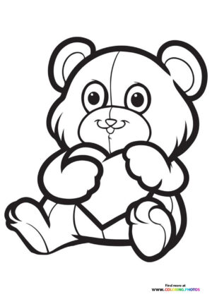 Cute Valentines Teddy Bear coloring page