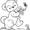 Valentines Teddy Bear with flowers coloring page