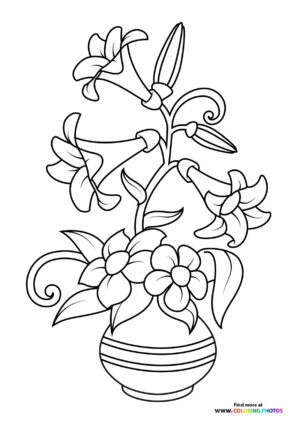 Vase with Easter Lilies coloring page