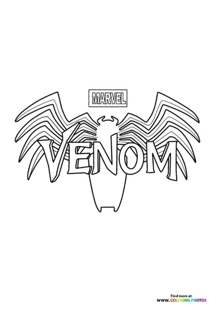 Venom logo with tentacles and Marvel branding coloring page