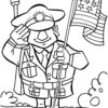 Veteran saluting with a flag coloring page