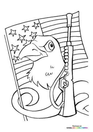 Eagle and rifle for Veterans Day coloring page